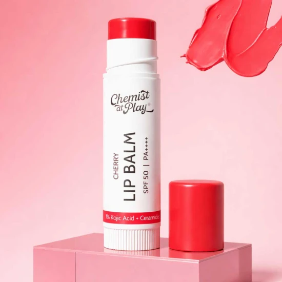 Chemist At Play Cherry Lip Balm for Chapped & Pigmented Lips SPF 50 PA+ & Kojic Acid - 4.5 gm
