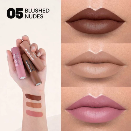 MARS 3 Matte Box Lipsticks Set (Blushed nudes-05)