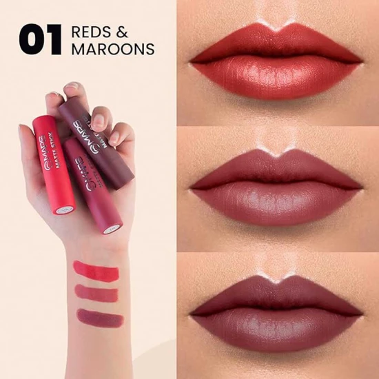 MARS 3 Matte Box Lipsticks Set (Reds & Maroons-01)
