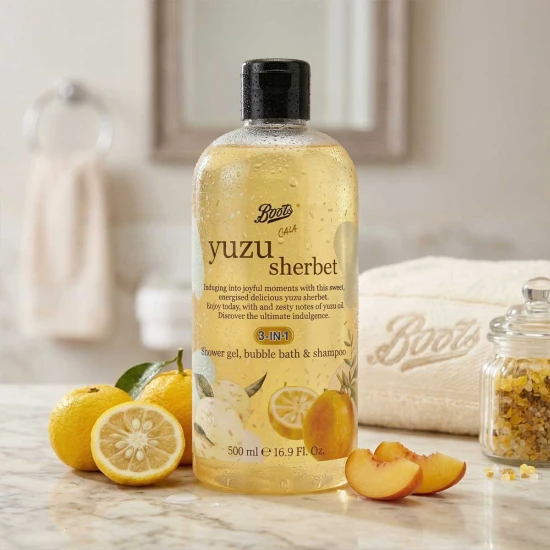 Boots Yuzu Sherbet 3-in-1 Shower Gel – Refreshing Citrus Body Wash 500ml
