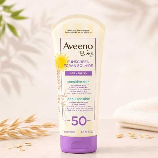 Aveeno Baby Continuous Protection Zinc Oxide Sunscreen with Broad Spectrum SPF 50 88ml