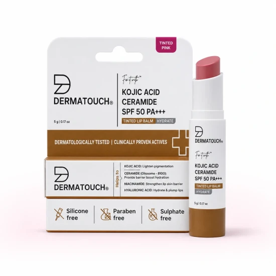 Dermatouch Kojic Acid Ceramide SPF 50 PA+++ Tinted Pink Lip Balm 5g