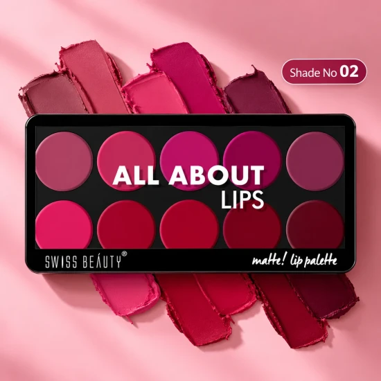 Swiss Beauty All About Lips Matte Lip Palette – Shade No. 02, 12g